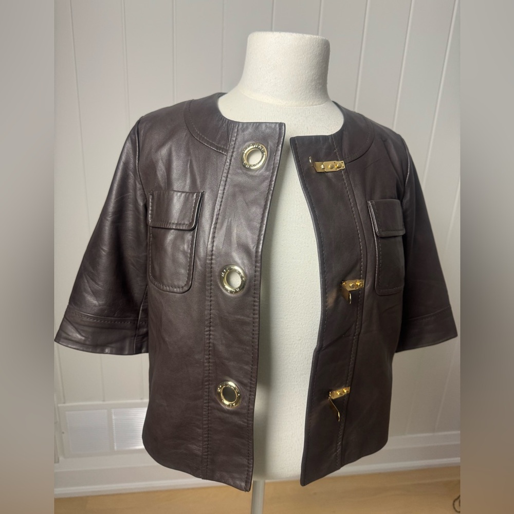 Michael Michael Kors Genuine Leather Jacket – Brown, Women’s XS - Picture 4 of 7
